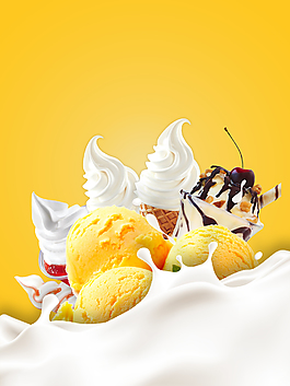 清新夏日冰淇淋美食背景