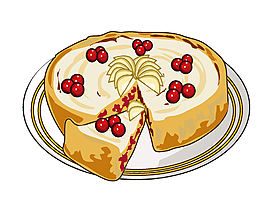 卡通美食面包櫻桃蛋糕元素