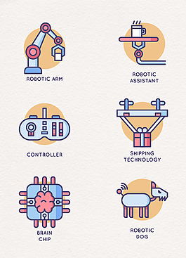 圆形卡通科技产品图标元素