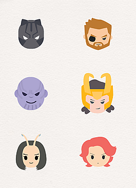 卡通漫威人物頭像矢量素材