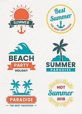 矢量夏日旅行度假标签设计