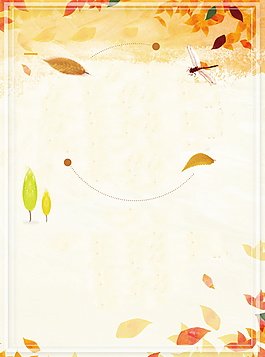 彩绘立秋落叶边框背景