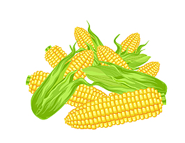 卡通小清新綠葉玉米元素