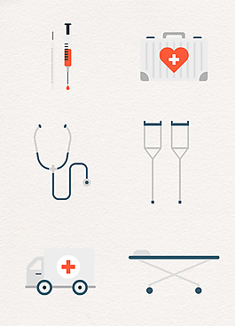 灰色扁平醫療急救圖標