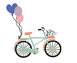 浪漫自行車氣球矢量素材