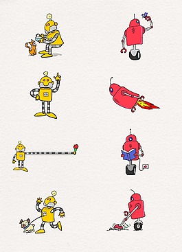 黄色红色机器人设计