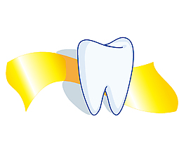 卡通牙齿与黄色飘带矢量素材