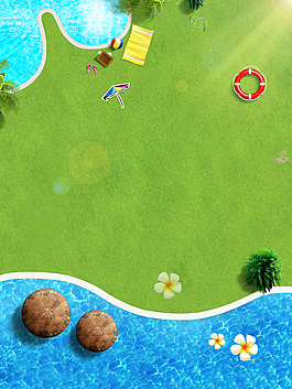綠色夏日出行海報背景