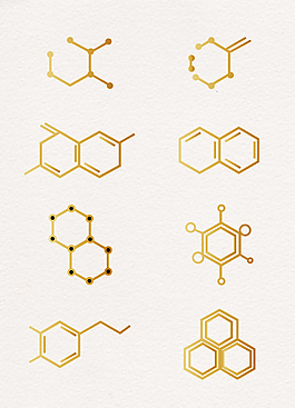 金色简约化学分子组合元素