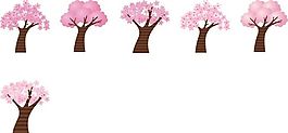 粉色渐变倾斜樱花树矢量素材