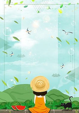 清新山間少女廣告背景