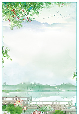清新夏季河邊廣告背景