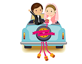 卡通新娘新郎婚礼矢量元素