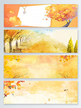 風(fēng)景金秋立秋秋季促銷banner背景