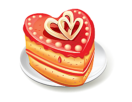 卡通浪漫心形蛋糕元素