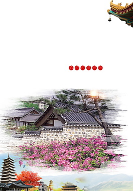 清新简约韩国风景广告背景