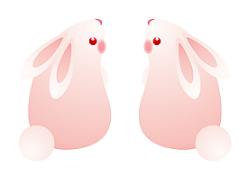 手绘一对可爱的粉色小兔子
