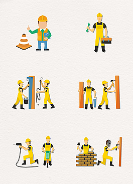 卡通守護工程建筑師矢量設(shè)計
