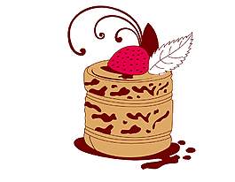 卡通巧克力草莓蛋糕矢量图