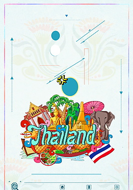 可爱手绘泰国大象广告背景