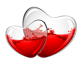 卡通紅色愛心紅酒玻璃器皿矢量元素