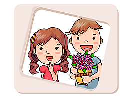 卡通扁平新婚夫妇照片矢量元素