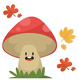 紅色卡通蘑菇矢量素材