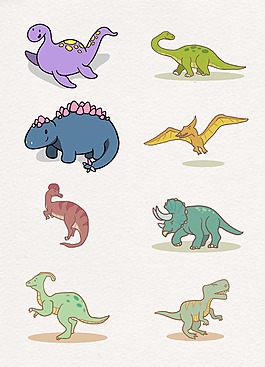复古色彩设计恐龙