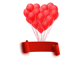 卡通红色爱心气球矢量元素