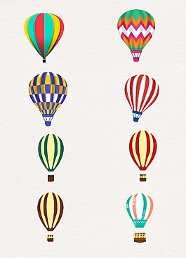 彩色卡通线条热气球设计