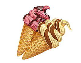卡通花纹巧克力冰淇淋元素