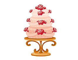浪漫玫瑰庆祝蛋糕矢量图
