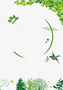 清新簡(jiǎn)約樹葉小鳥背景素材