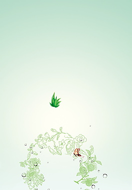 花藤蝴蝶飛舞綠色背景素材