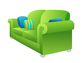 卡通绿色双人沙发矢量素材