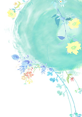 蓝色旋涡花朵绿色背景素材