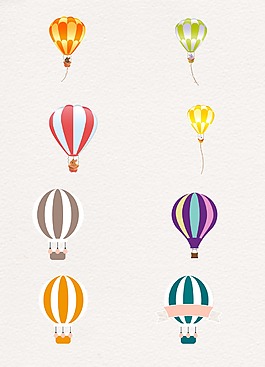彩色卡通设计热气球