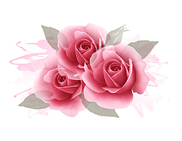 卡通粉色水墨玫瑰花元素
