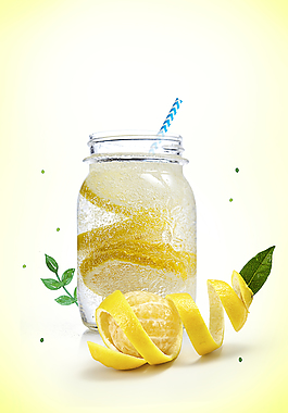 夏日柠檬茶饮品海报背景