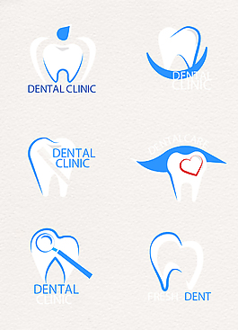 蓝色清新牙齿健康图标元素