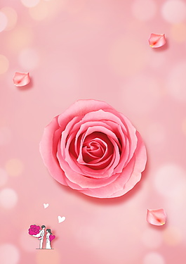 浪漫粉色玫瑰七夕情人节背景素材