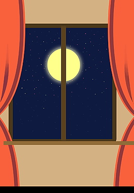 窗外明月星空七夕情人节背景设计