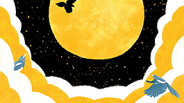 月光下的蓝色喜鹊七夕情人节背景设计