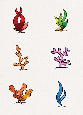 彩繪海洋世界海草珊瑚裝飾元素