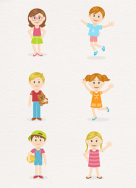6款夏季可愛兒童設計矢量素材