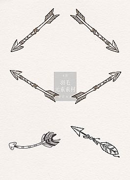 素描的羽毛箭矢量素材