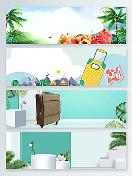 夏季清涼一夏卡通banner背景