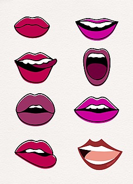 紫红色卡通嘴唇设计