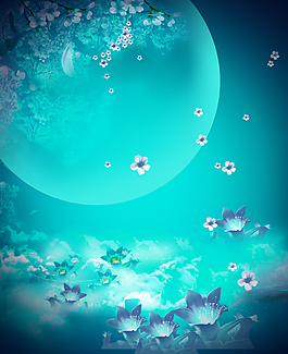 夢幻星空夜色荷花背景