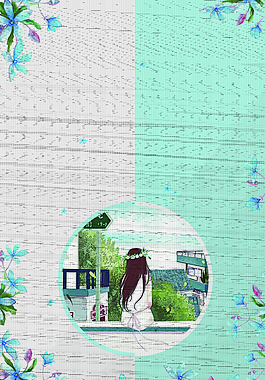 小清新八月你好促銷背景